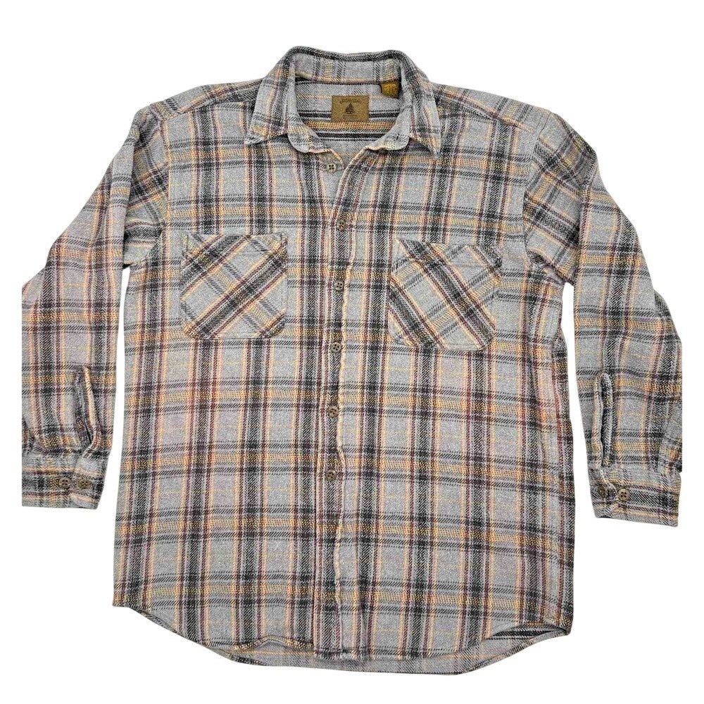 St. John's Bay Women's Heavy Flannel Plaid Shirt Button Front Cotton‎ Outdoors L